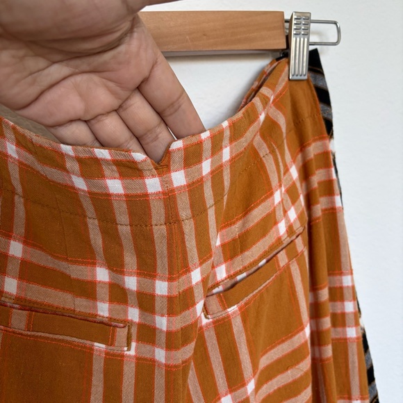 Anthropologie by Maeve Plaid Wide-Leg Pants in Orange and Black - Picture 10 of 13